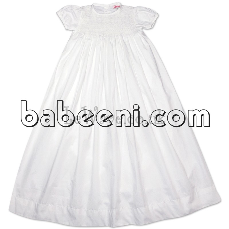 White smocked Christening Gown - CG 03